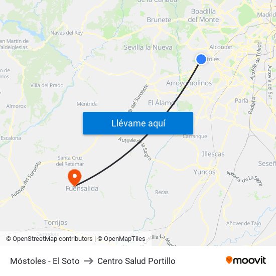 Móstoles - El Soto to Centro Salud Portillo map