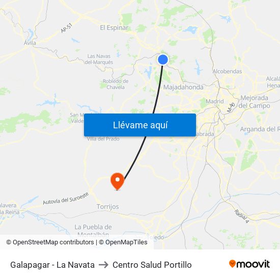 Galapagar - La Navata to Centro Salud Portillo map