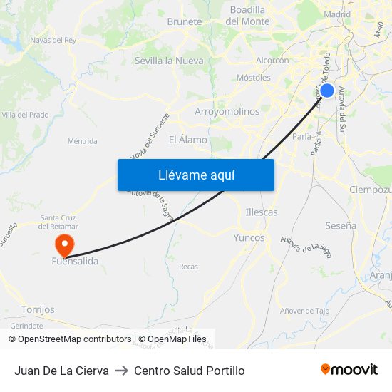 Juan De La Cierva to Centro Salud Portillo map