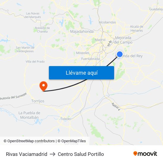 Rivas Vaciamadrid to Centro Salud Portillo map
