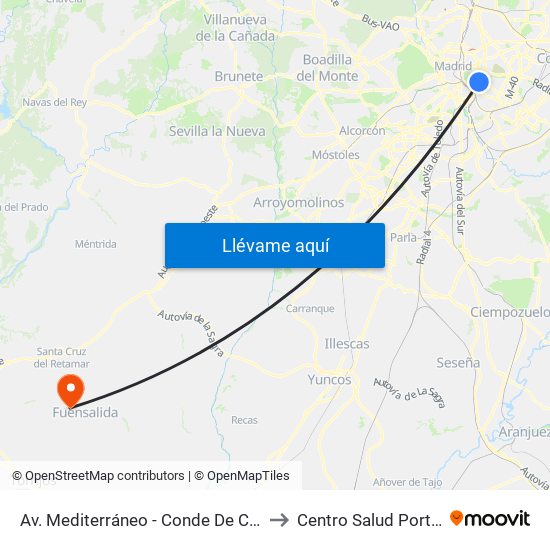 Av. Mediterráneo - Conde De Casal to Centro Salud Portillo map