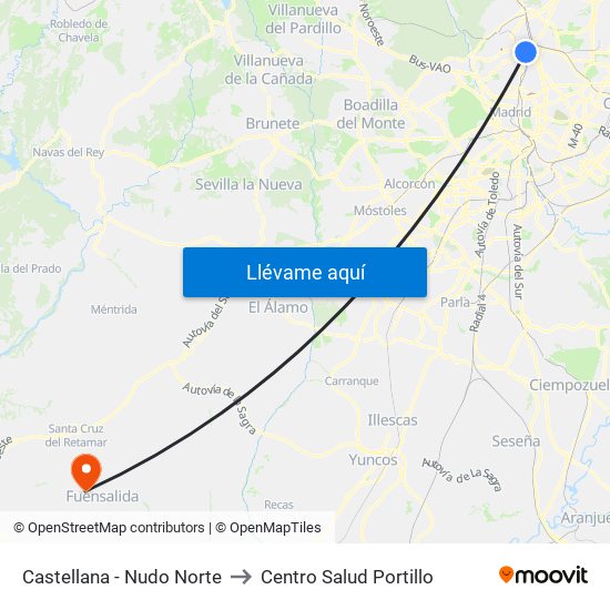 Castellana - Nudo Norte to Centro Salud Portillo map