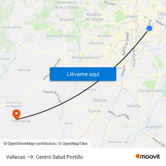 Vallecas to Centro Salud Portillo map