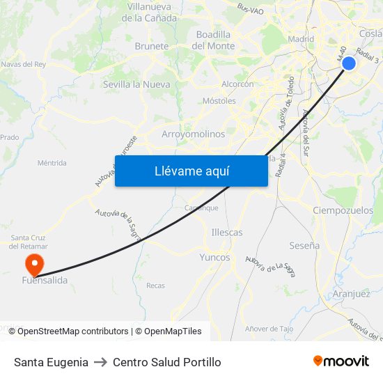 Santa Eugenia to Centro Salud Portillo map