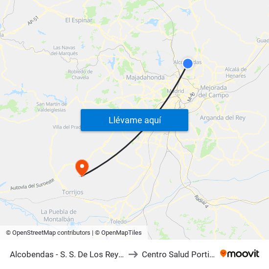 Alcobendas - S. S. De Los Reyes to Centro Salud Portillo map