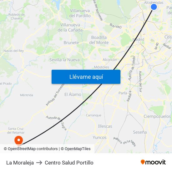 La Moraleja to Centro Salud Portillo map