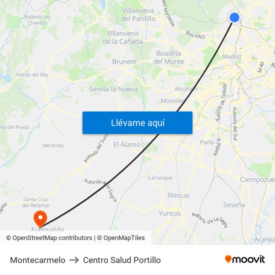 Montecarmelo to Centro Salud Portillo map