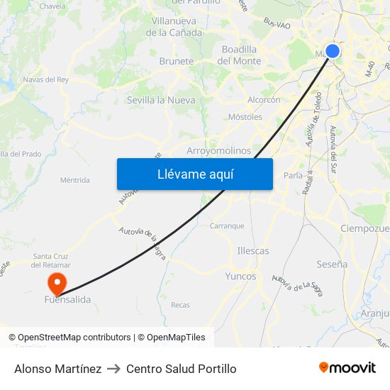 Alonso Martínez to Centro Salud Portillo map