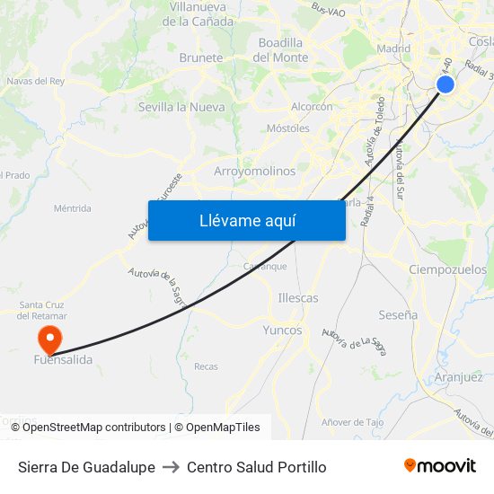 Sierra De Guadalupe to Centro Salud Portillo map