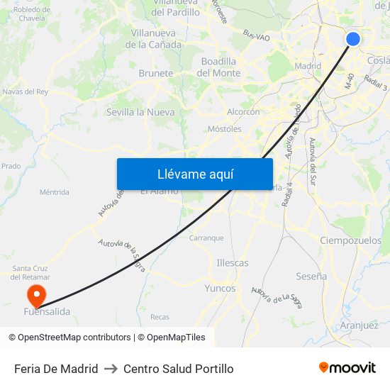 Feria De Madrid to Centro Salud Portillo map