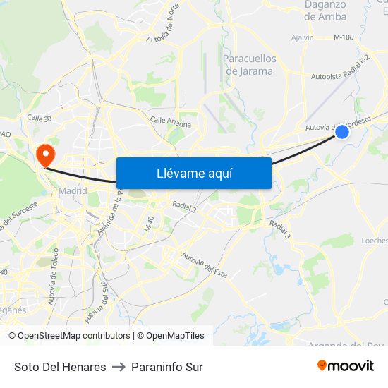 Soto Del Henares to Paraninfo Sur map