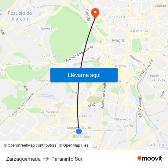 Zarzaquemada to Paraninfo Sur map