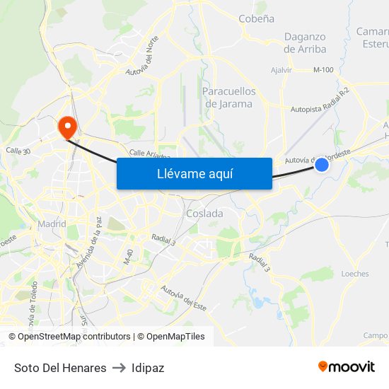 Soto Del Henares to Idipaz map