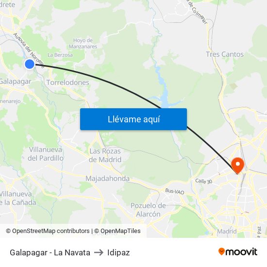 Galapagar - La Navata to Idipaz map