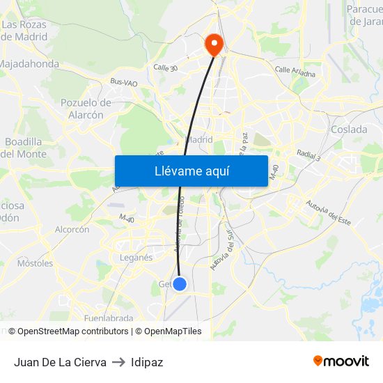 Juan De La Cierva to Idipaz map