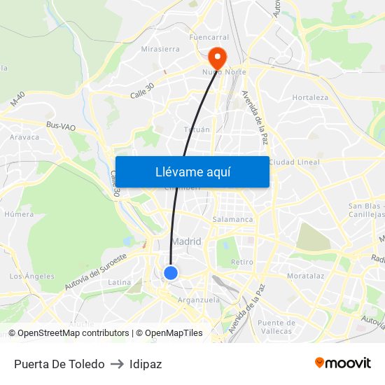 Puerta De Toledo to Idipaz map