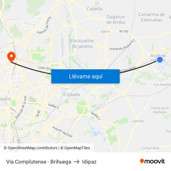 Vía Complutense - Brihuega to Idipaz map