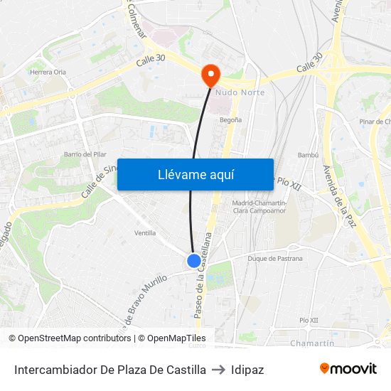 Intercambiador De Plaza De Castilla to Idipaz map