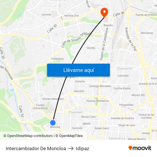 Intercambiador De Moncloa to Idipaz map