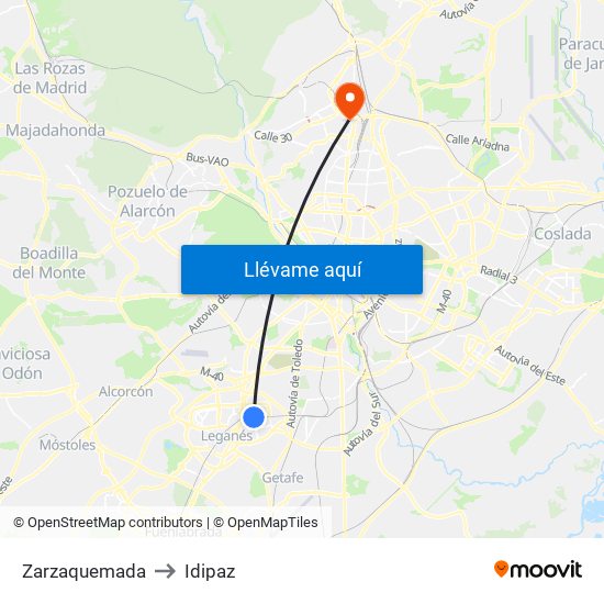 Zarzaquemada to Idipaz map