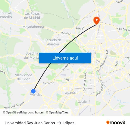 Universidad Rey Juan Carlos to Idipaz map