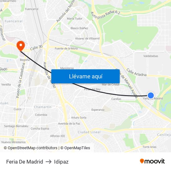 Feria De Madrid to Idipaz map