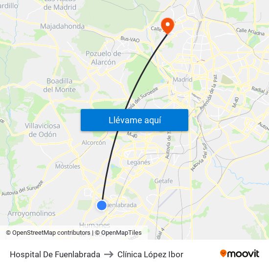 Hospital De Fuenlabrada to Clínica López Ibor map