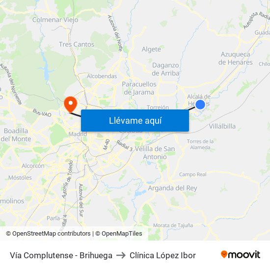 Vía Complutense - Brihuega to Clínica López Ibor map