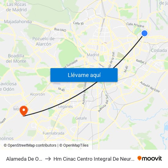 Alameda De Osuna to Hm Cinac Centro Integral De Neurociencia map