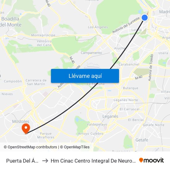Puerta Del Ángel to Hm Cinac Centro Integral De Neurociencia map