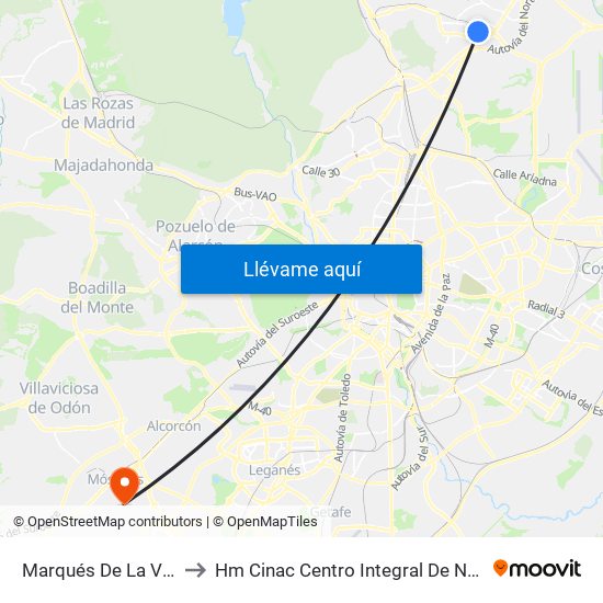 Marqués De La Valdavia to Hm Cinac Centro Integral De Neurociencia map