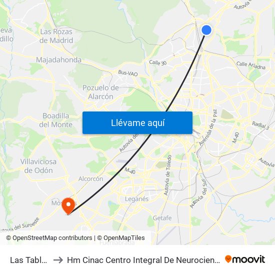 Las Tablas to Hm Cinac Centro Integral De Neurociencia map