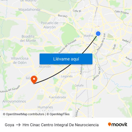 Goya to Hm Cinac Centro Integral De Neurociencia map