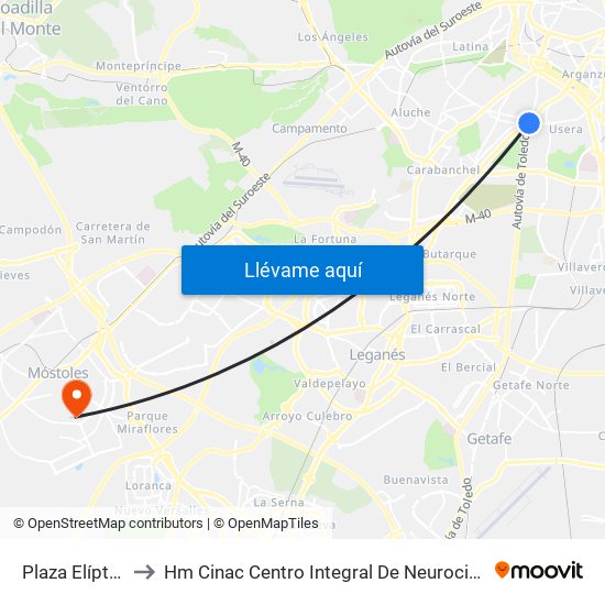Plaza Elíptica to Hm Cinac Centro Integral De Neurociencia map