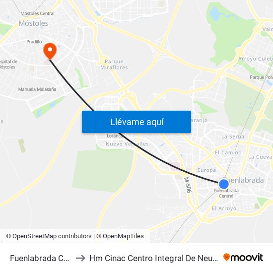 Fuenlabrada Central to Hm Cinac Centro Integral De Neurociencia map