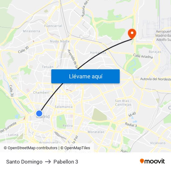 Santo Domingo to Pabellon 3 map