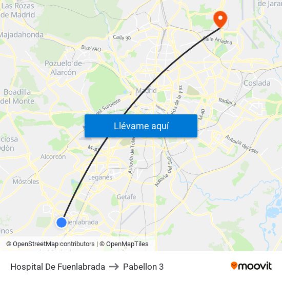 Hospital De Fuenlabrada to Pabellon 3 map
