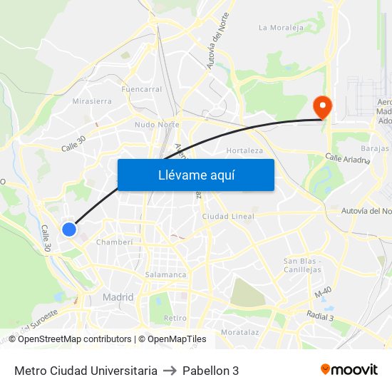 Metro Ciudad Universitaria to Pabellon 3 map