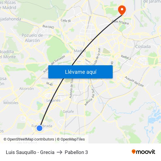 Luis Sauquillo - Grecia to Pabellon 3 map