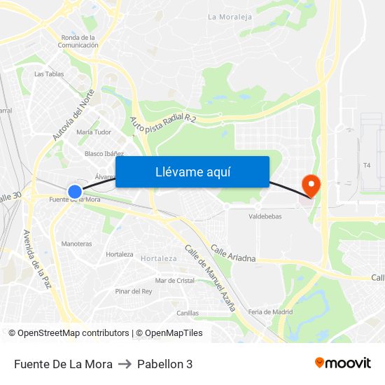 Fuente De La Mora to Pabellon 3 map