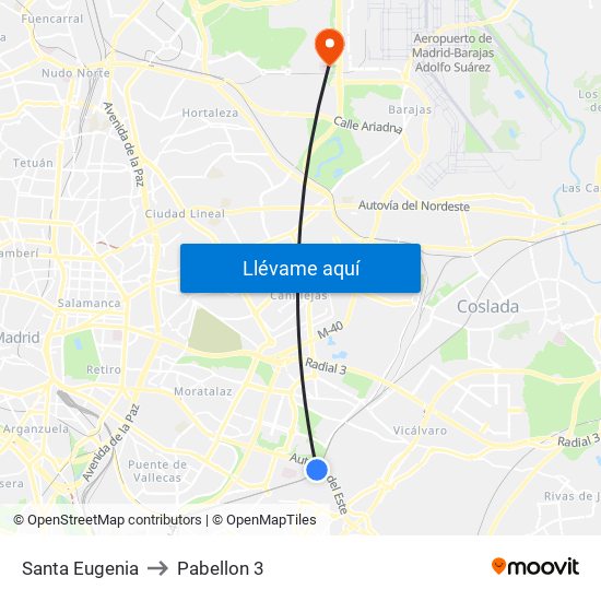 Santa Eugenia to Pabellon 3 map