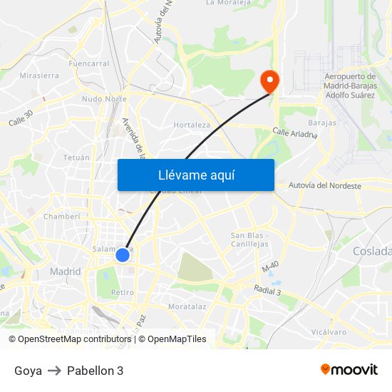 Goya to Pabellon 3 map