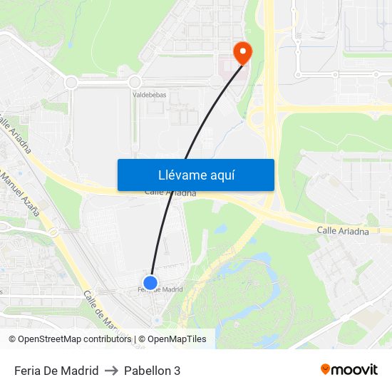 Feria De Madrid to Pabellon 3 map