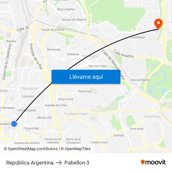 República Argentina to Pabellon 3 map