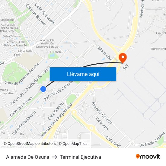 Alameda De Osuna to Terminal Ejecutiva map
