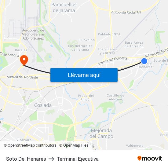 Soto Del Henares to Terminal Ejecutiva map