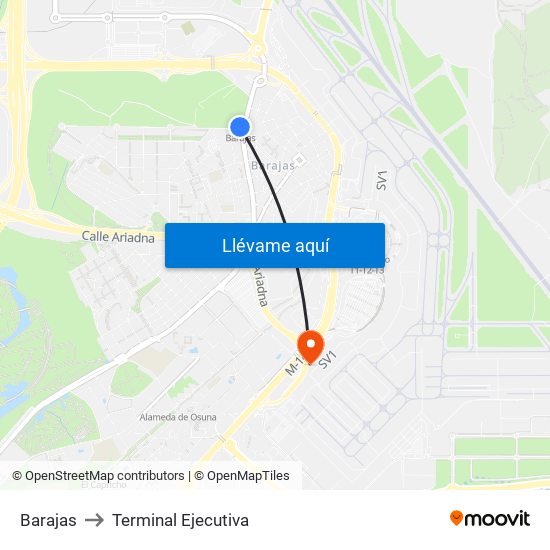 Barajas to Terminal Ejecutiva map