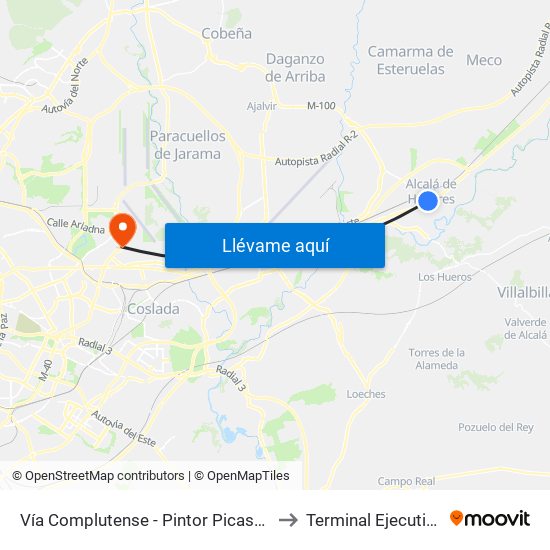 Vía Complutense - Pintor Picasso to Terminal Ejecutiva map