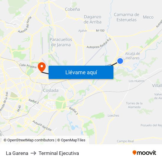 La Garena to Terminal Ejecutiva map