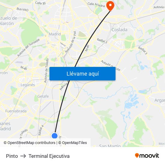 Pinto to Terminal Ejecutiva map